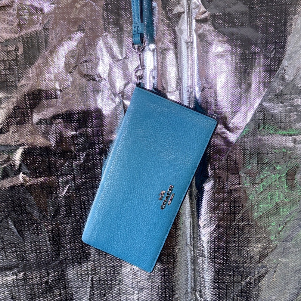 Coach Teal Leather Wristlet